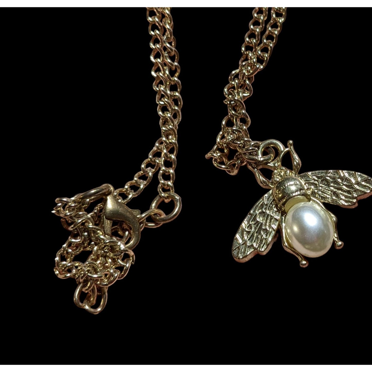 Gold Pearl Bee Necklace