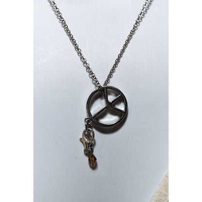 Silver Peace Sign  Chain Charm  Necklace