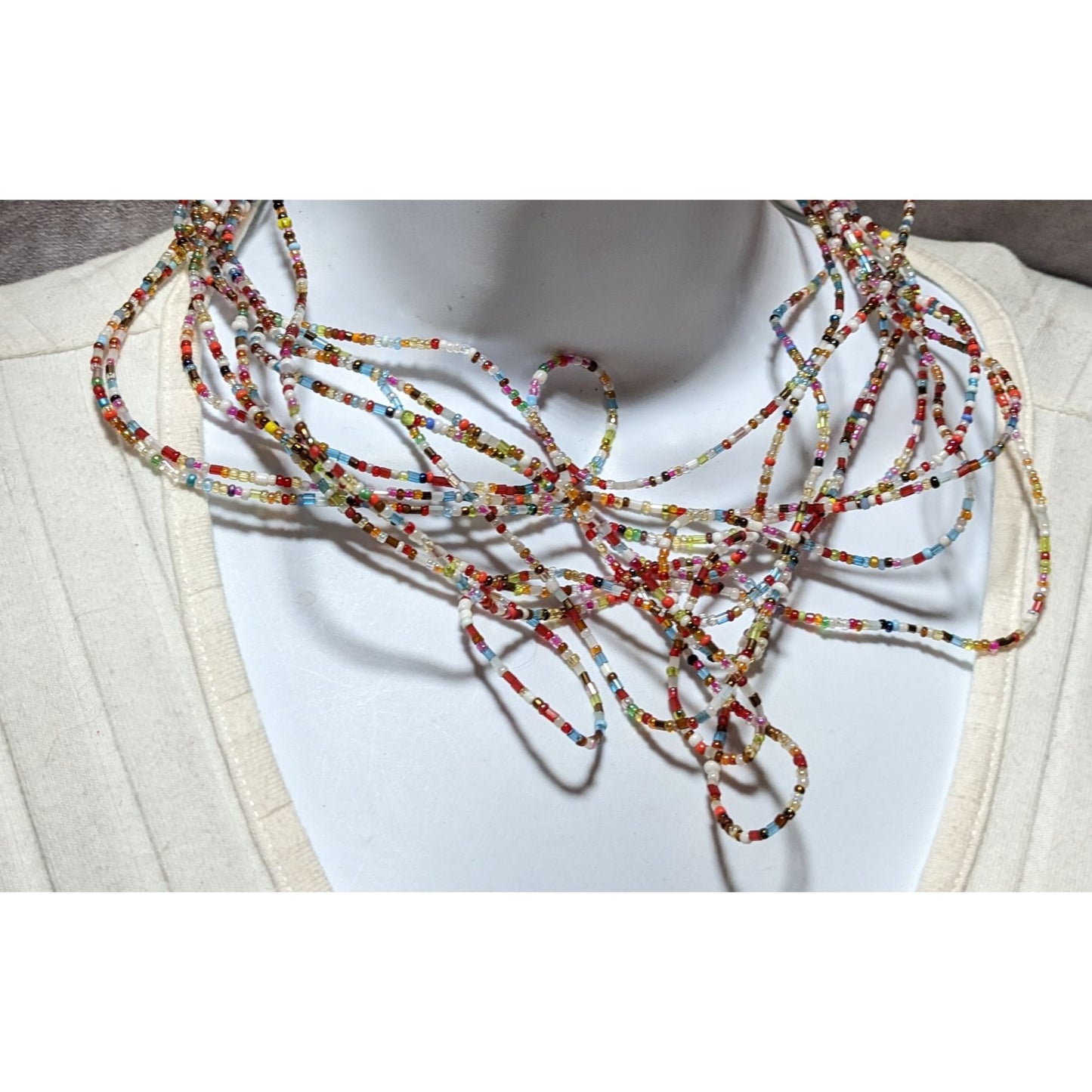 Chaotic Rainbow Beaded Necklace