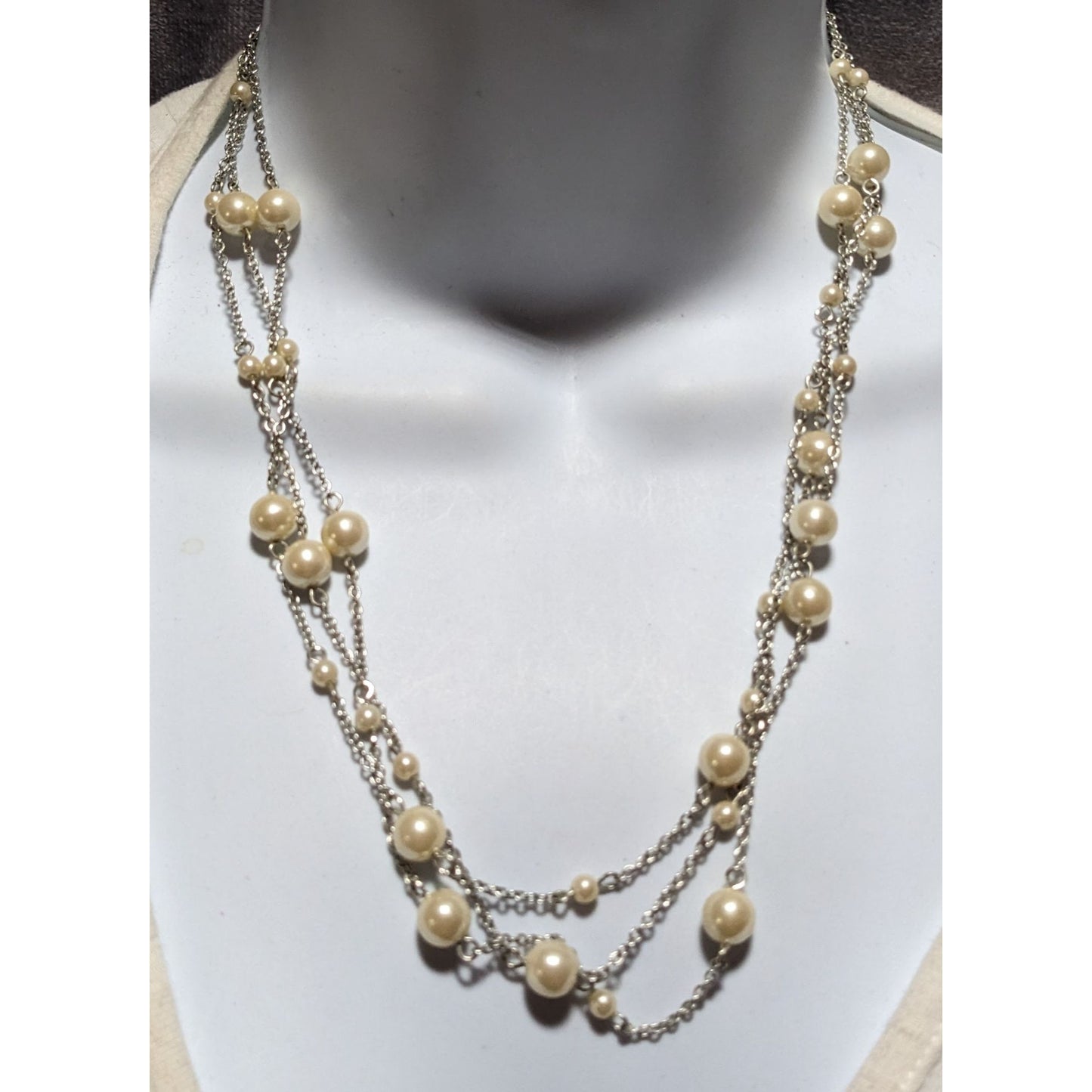 Chaps Multilayer Chain Pearl Necklace