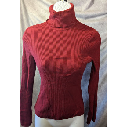 INC Red Ribbed Turtleneck