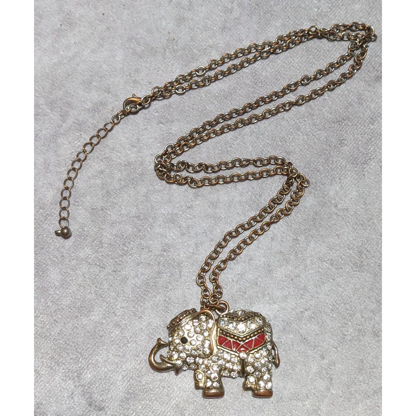 Vintage Bohemian Rhinestone Elephant Necklace