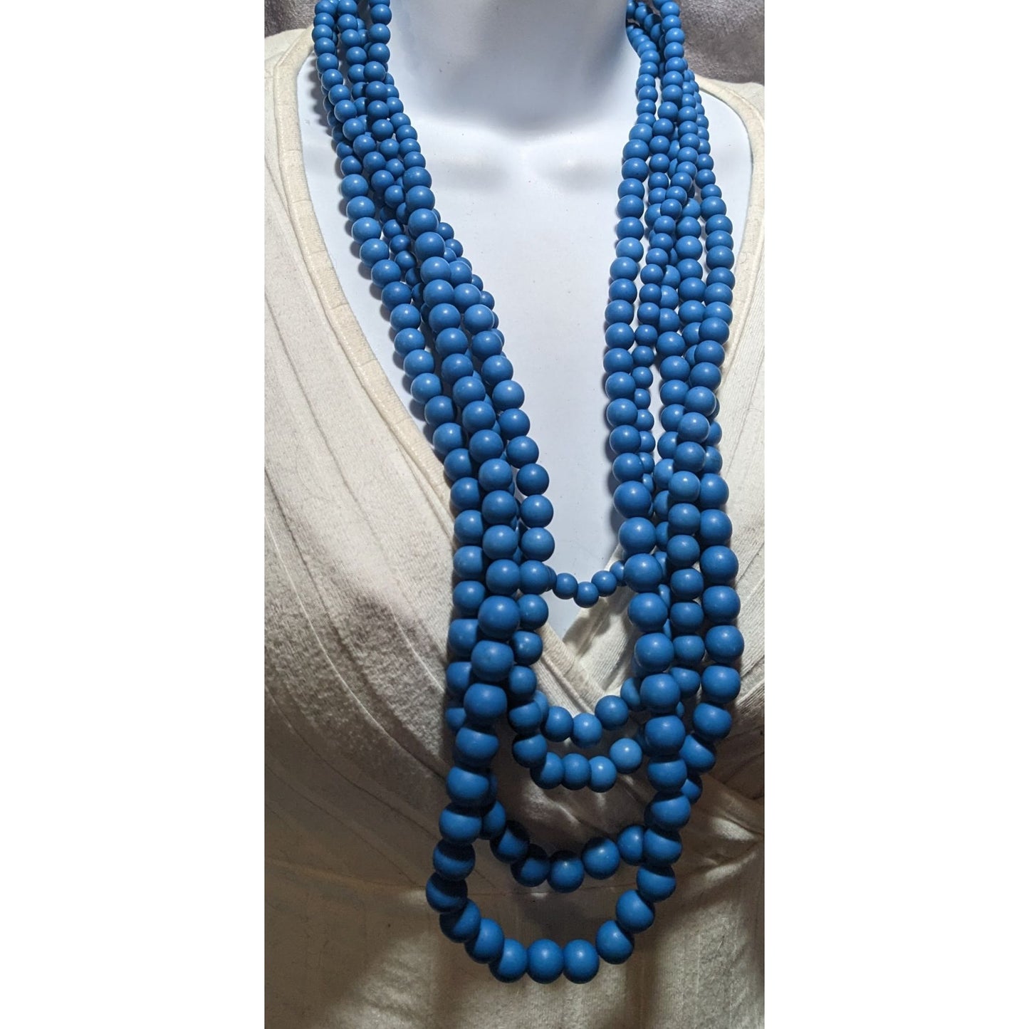 Lisa E Multilayer Blue Beaded Necklace