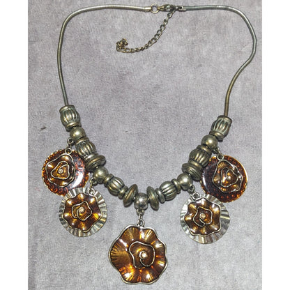 Abstract Floral Medallion Statement Necklace