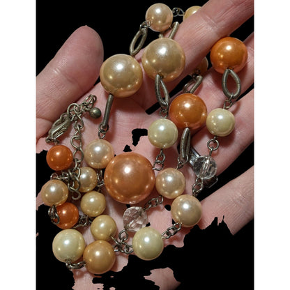 Orange Cream Vintage Pearl Beaded Necklace