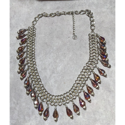 Oil Slick Glass Fringe Necklace