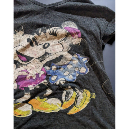 Mickey And Minnie Distressed Shark Bite Top