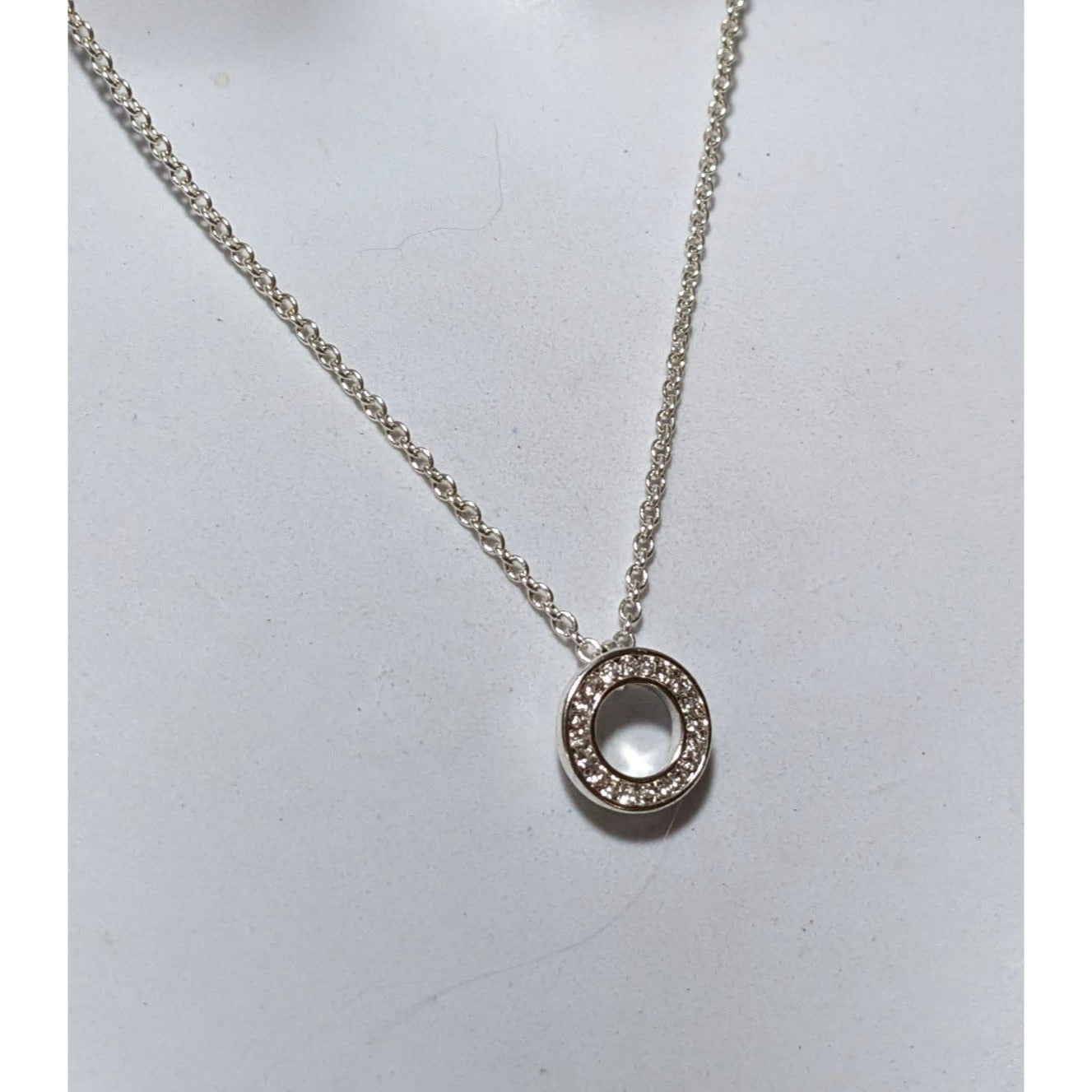 Minimalist Glam Silver Rhinestone Pendant Necklace