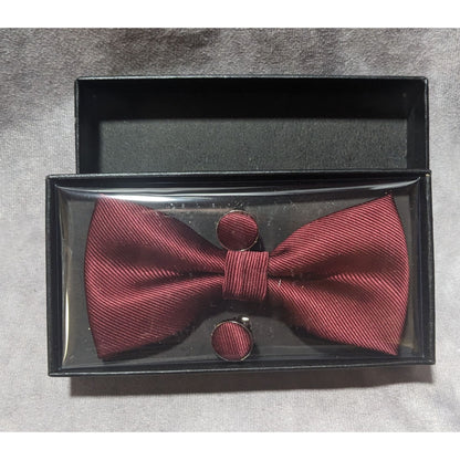 Burgundy Bow Tie And Cufflink Set