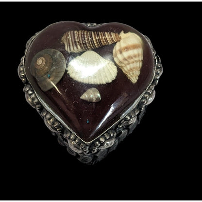 Silver Seashell Heart Trinket Box