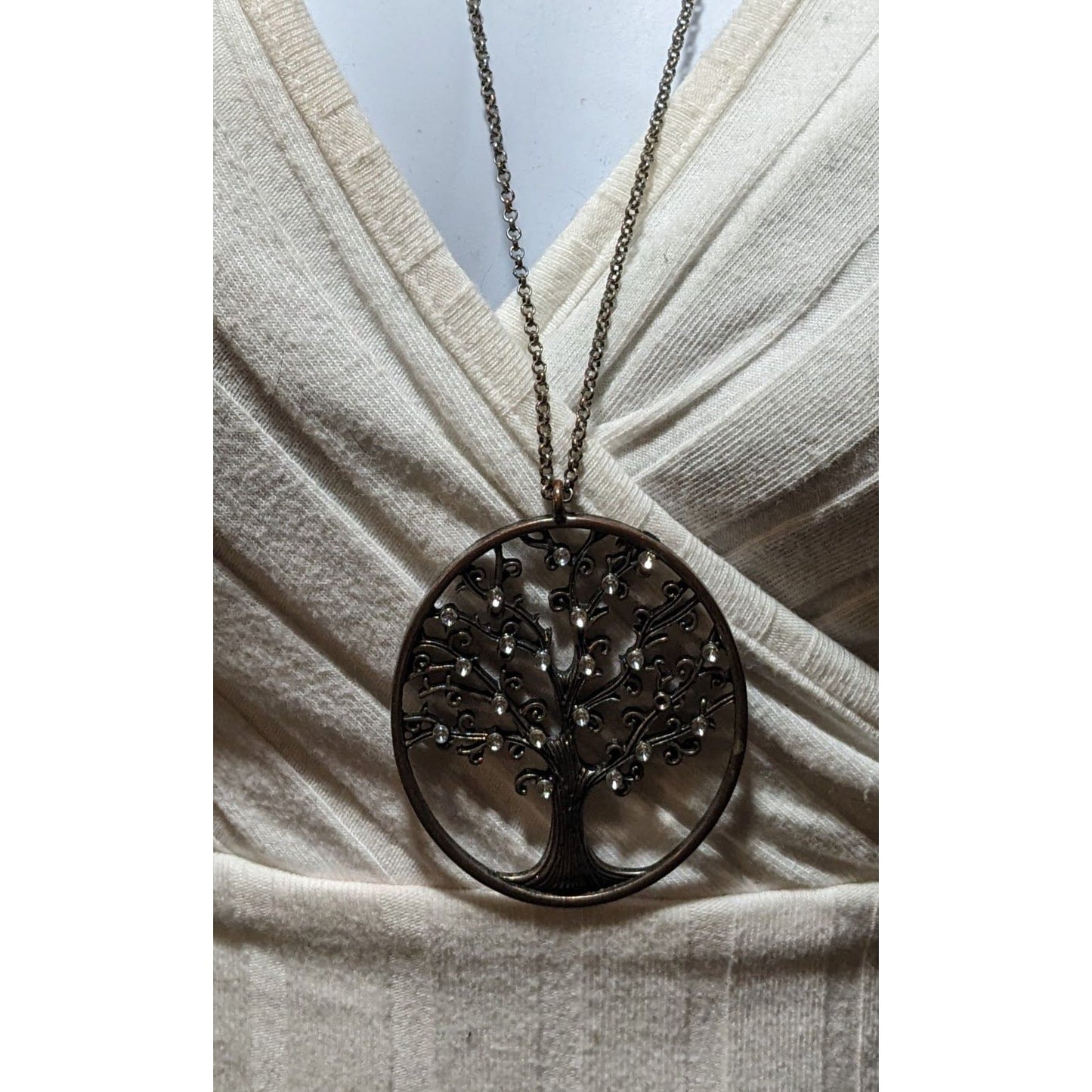 Silver Gemmed Tree Of Life Pendant Necklace