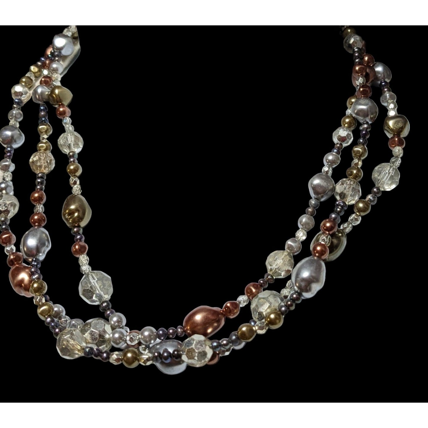 Metallic Multilayer Glam Beaded Necklace