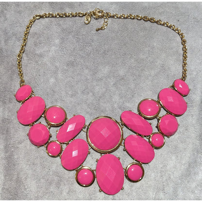 Charming Charlie Pink Gemmed Bib Necklace