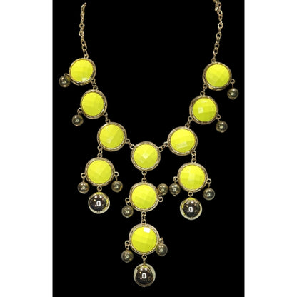 Yellow Statement Bubble Bib Necklace With Gold-Tone Accents