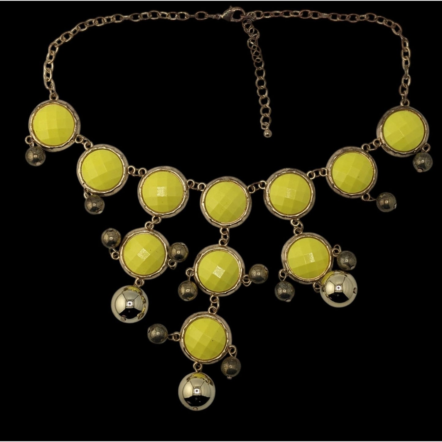 Yellow Statement Bubble Bib Necklace With Gold-Tone Accents