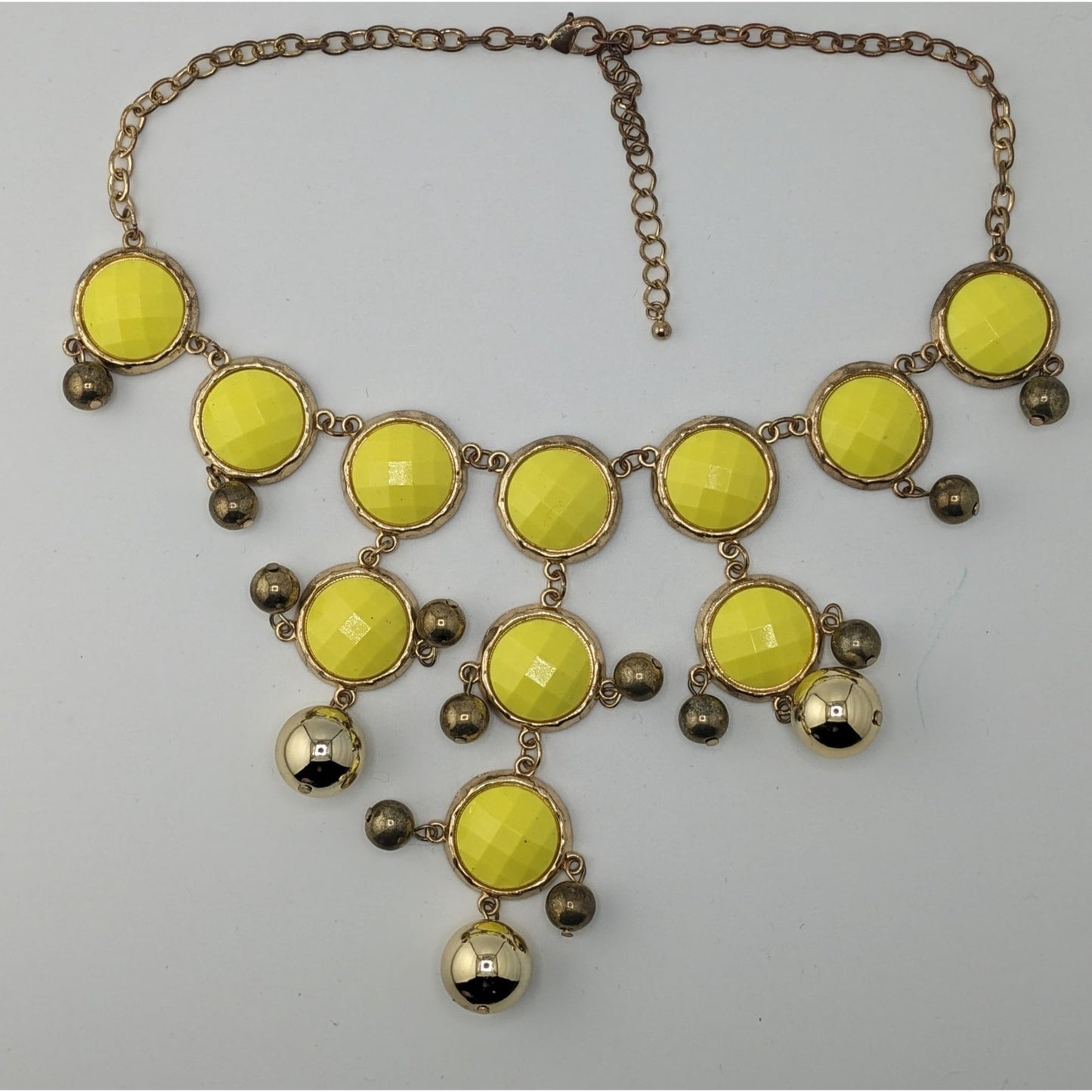 Yellow Statement Bubble Bib Necklace With Gold-Tone Accents