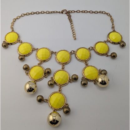 Yellow Statement Bubble Bib Necklace With Gold-Tone Accents