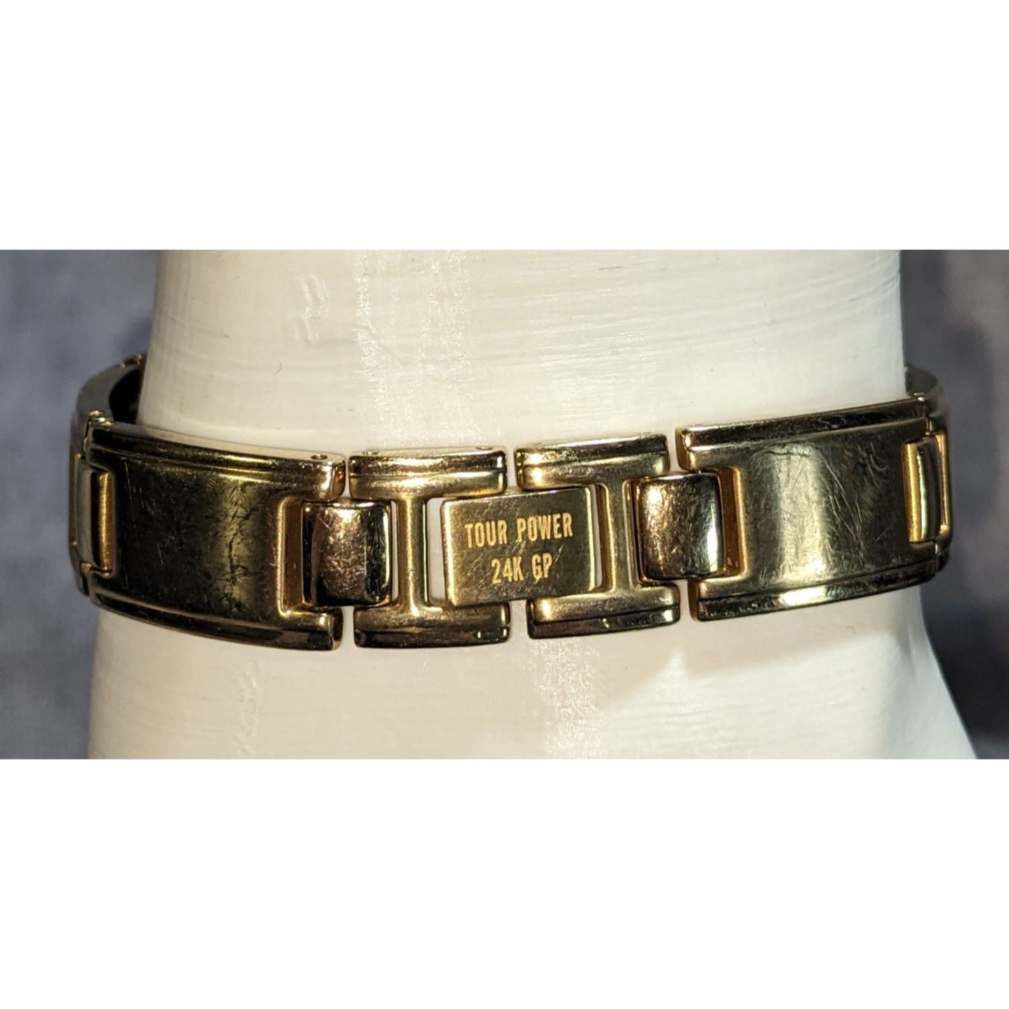 Retro PGA Golf Tour Power 24K Gold Plated Link Bracelet Sport Luxe Jewelry