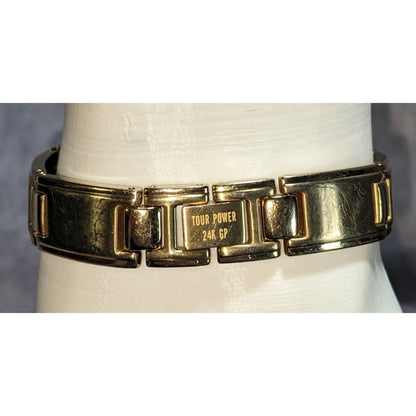 Retro PGA Golf Tour Power 24K Gold Plated Link Bracelet Sport Luxe Jewelry