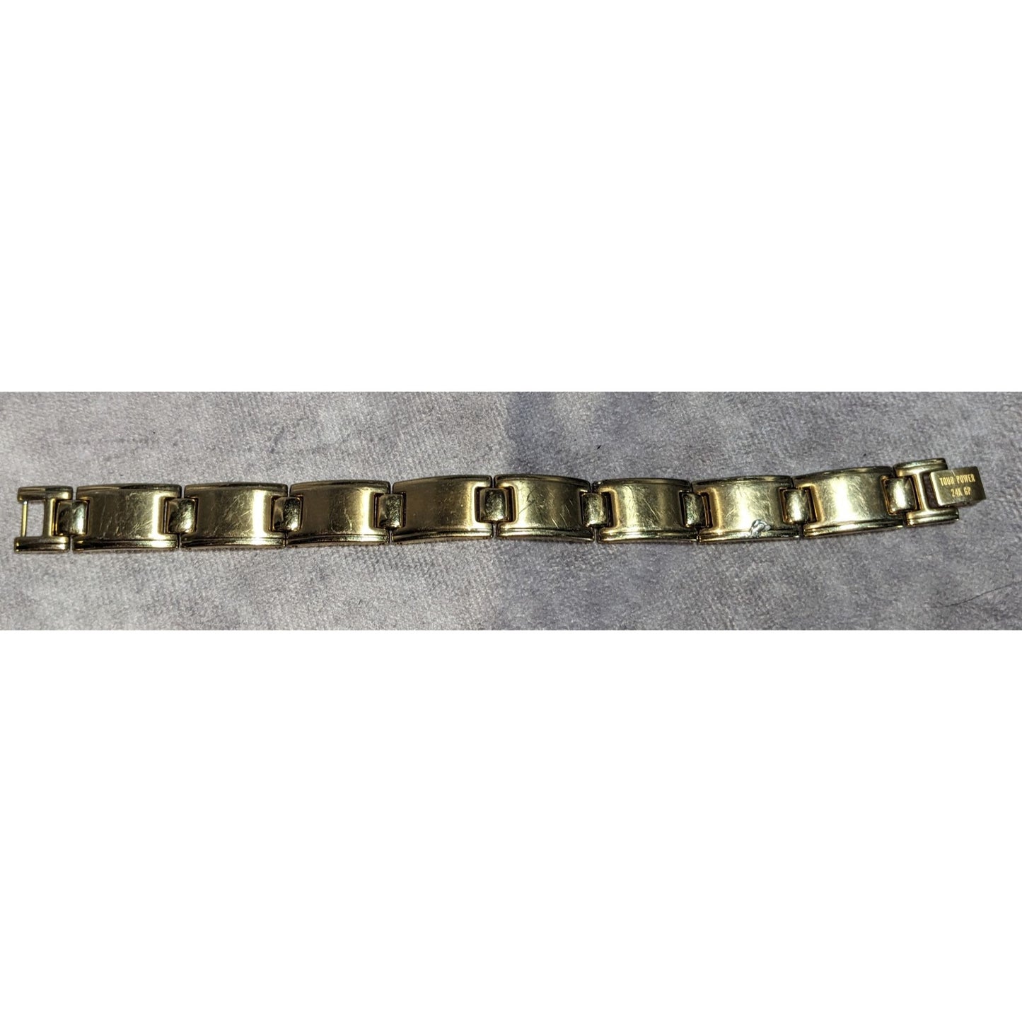 Retro PGA Golf Tour Power 24K Gold Plated Link Bracelet Sport Luxe Jewelry