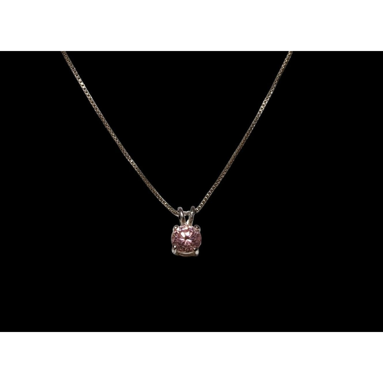 Sterling Pink Cubic Zirconia Pendant Necklace