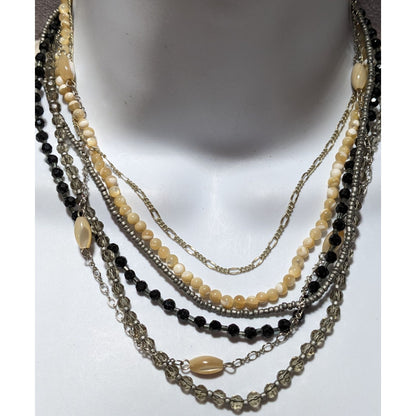 Multilayer Mother Of Pearl Glass Beaded Necklace