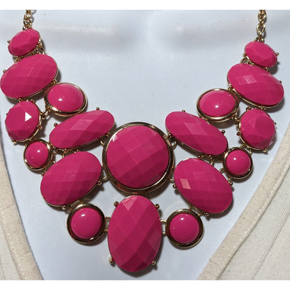 Charming Charlie Pink Gemmed Bib Necklace