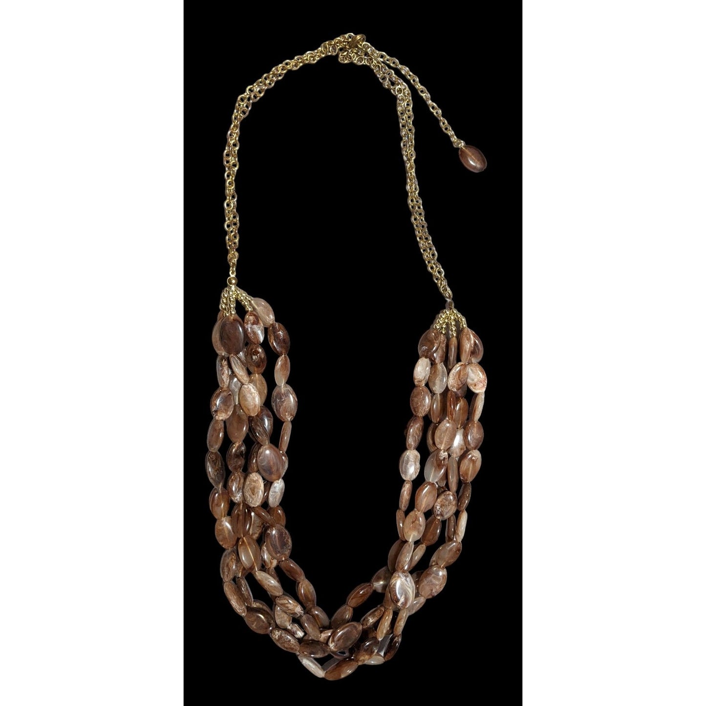 Earthy Multilayer Marbled Beaded Necklace