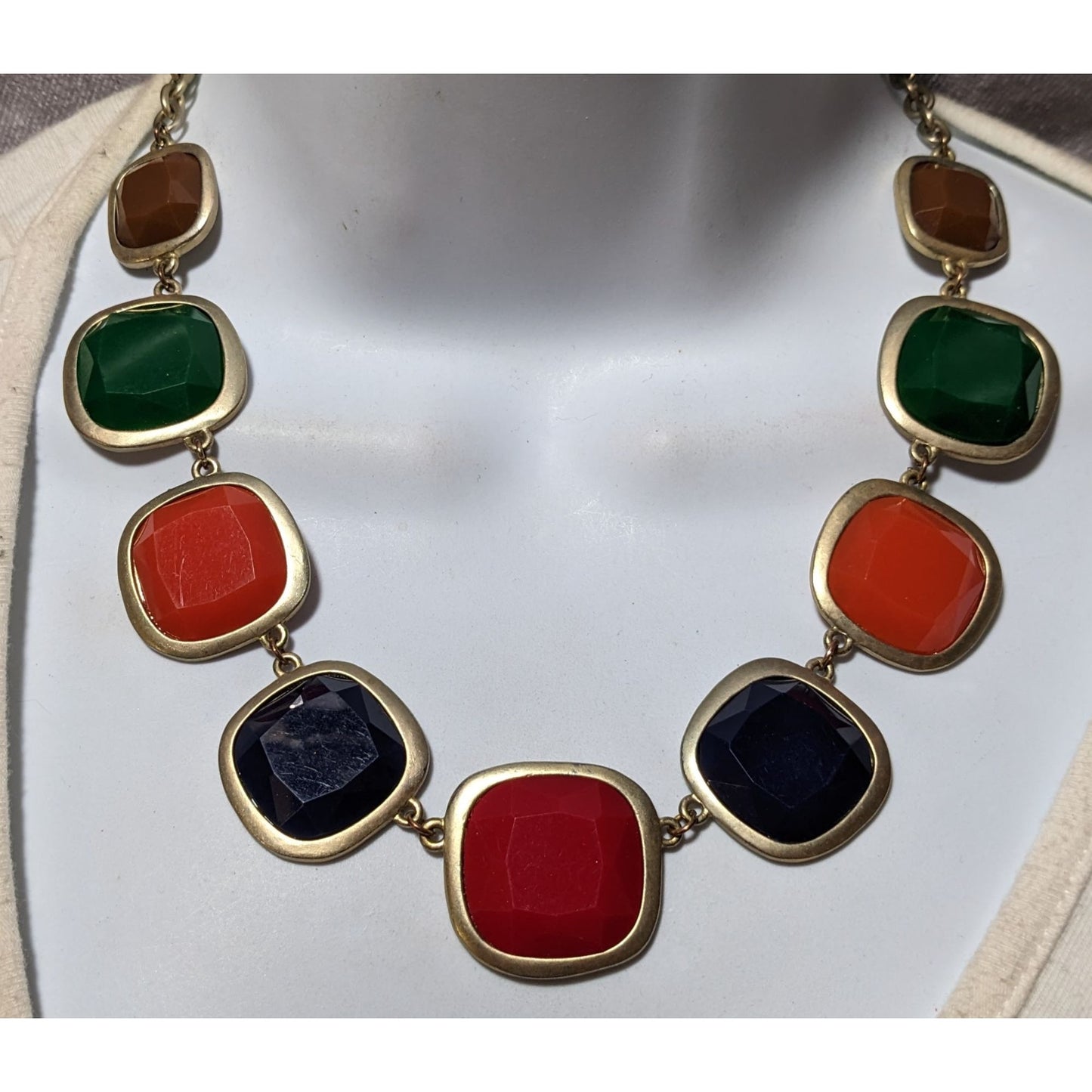 Retro Rainbow Chunky Gemmed Statement Necklace