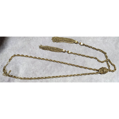 Vintage Gold Chain Knotted Tassel Necklace