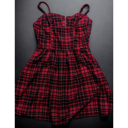 Hot Topic Black And Red Plaid Zipper Dress