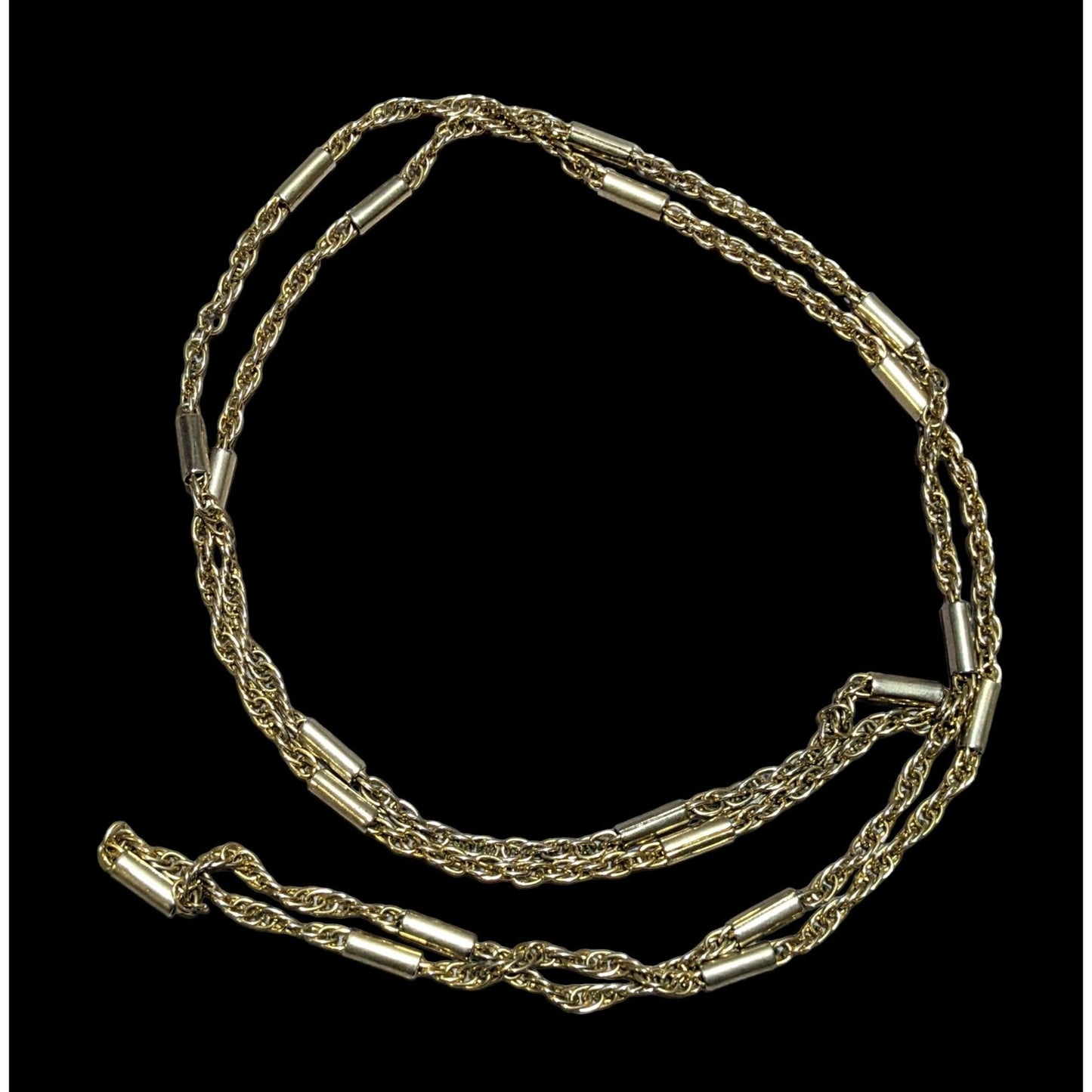 Gold Abstract Pillar Link Chain Necklace