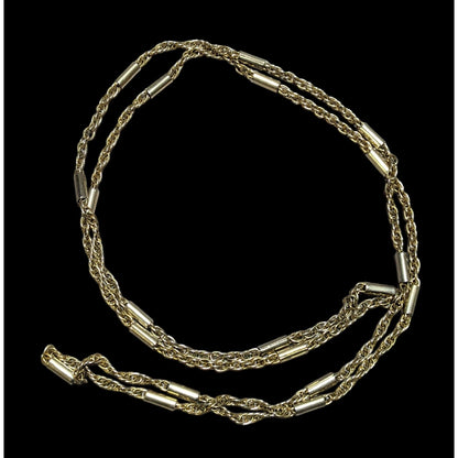 Gold Abstract Pillar Link Chain Necklace