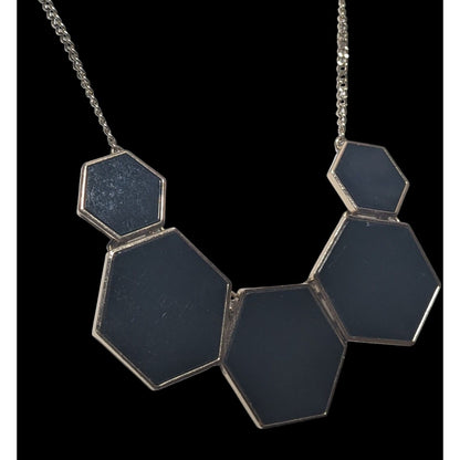 Express Black And Gold Geometric Bib Necklace