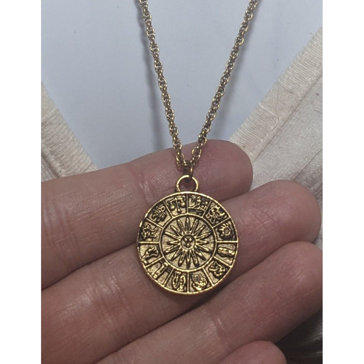 Gold Zodiac Medallion Necklace