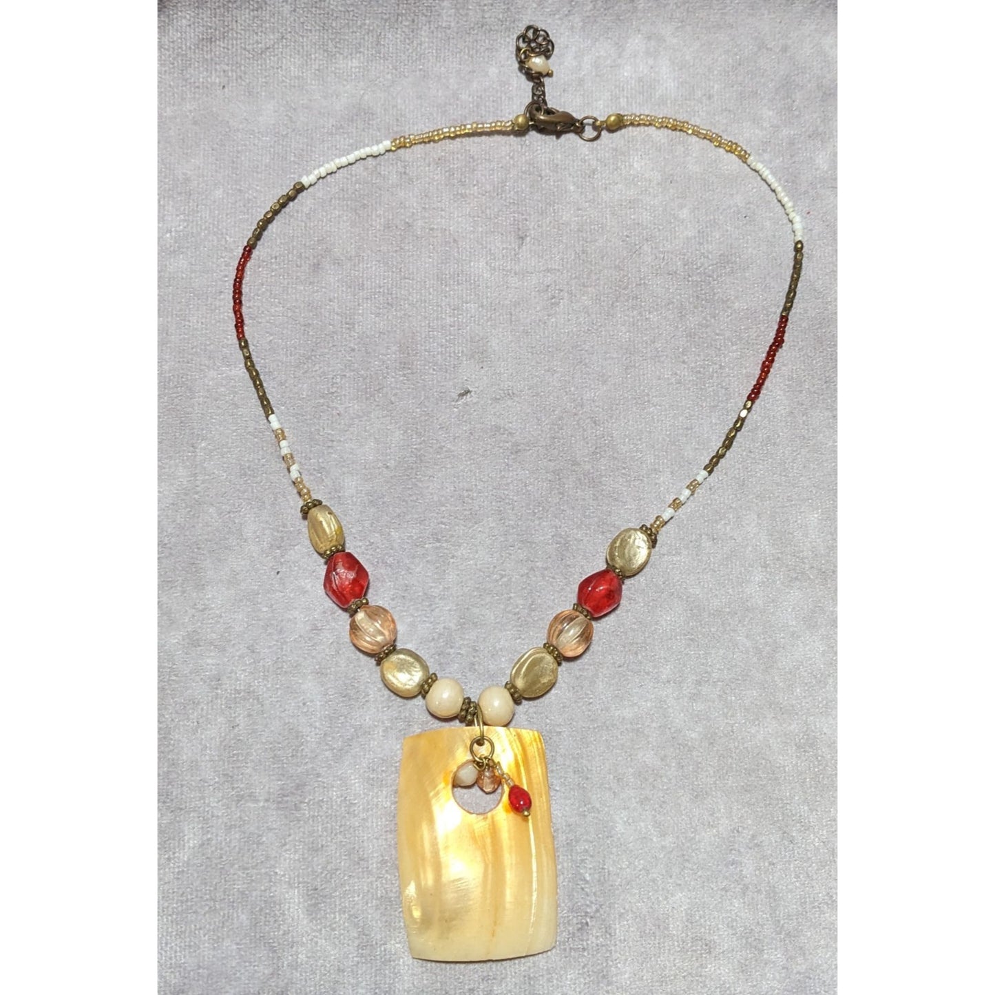 Beaded Shell Pendant Necklace