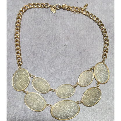 Charming Charlie Gold Silver Glitter Bib Necklace