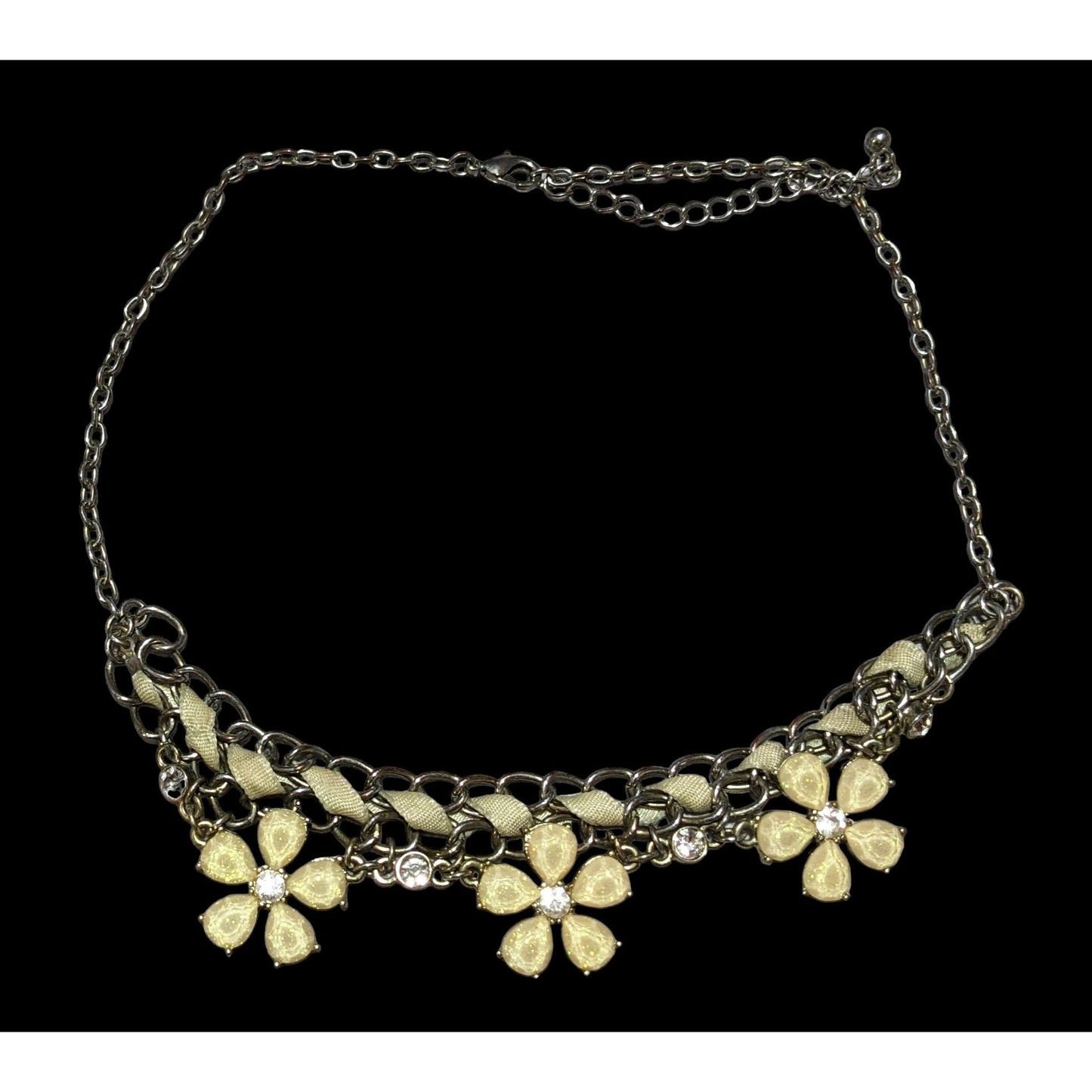 Yellow Shimmer Springtime Floral Necklace