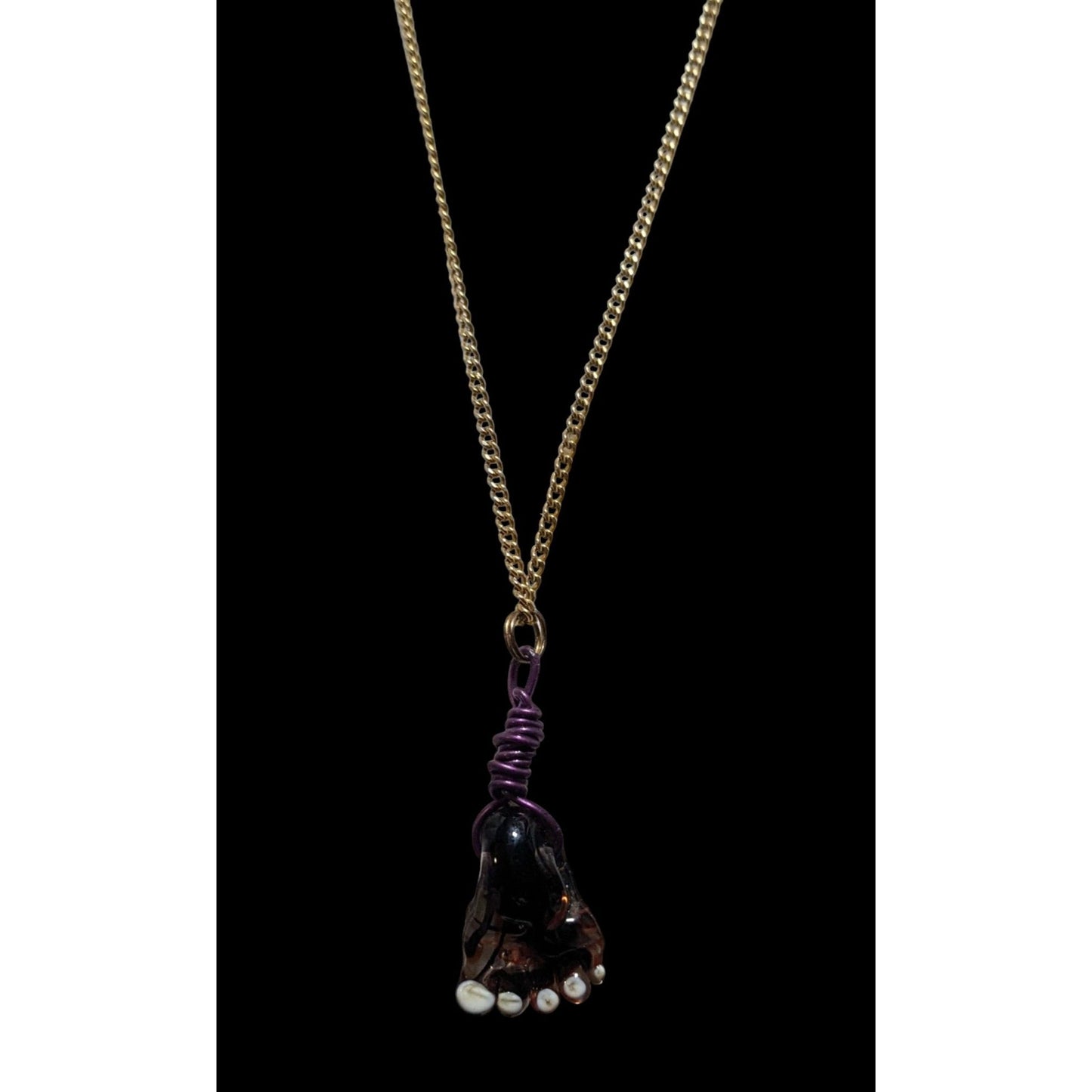 Purple Glass Foot Necklace