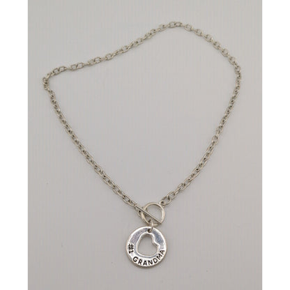 Number One Grandma Silver Tone Toggle Necklace