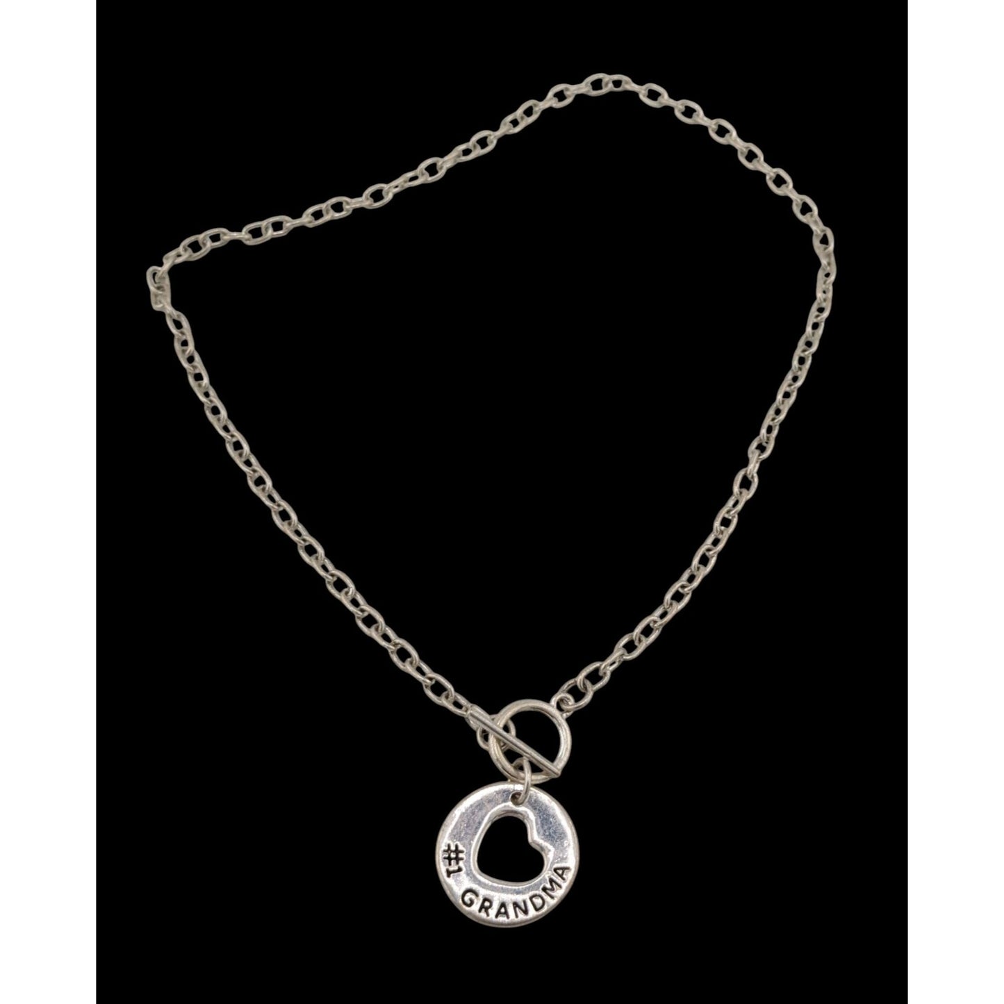 Number One Grandma Silver Tone Toggle Necklace