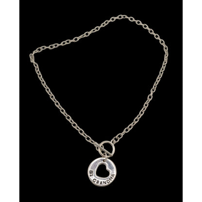 Number One Grandma Silver Tone Toggle Necklace
