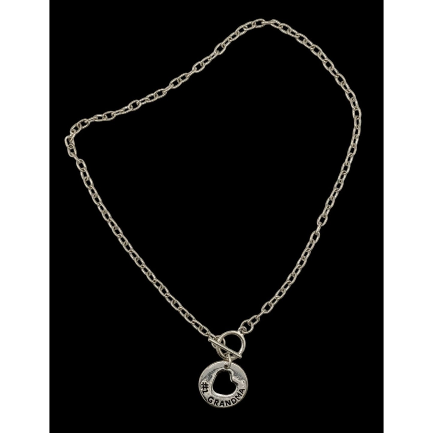 Number One Grandma Silver Tone Toggle Necklace