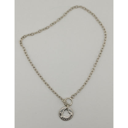 Number One Grandma Silver Tone Toggle Necklace