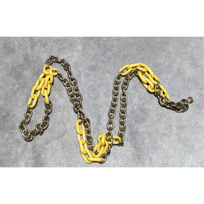 Vintage DEB Signed Yellow And Silver Link Necklace