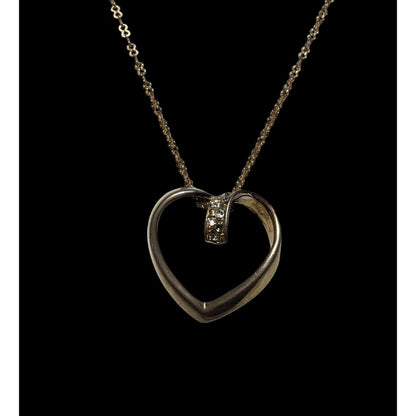 Open Heart-Shaped Rhinestone Pendant Necklace