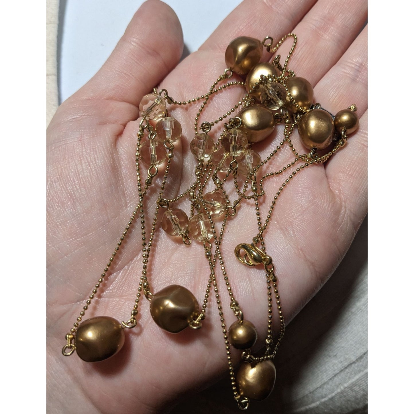 Gold Pearl And Gem Glam Opera Length Necklace