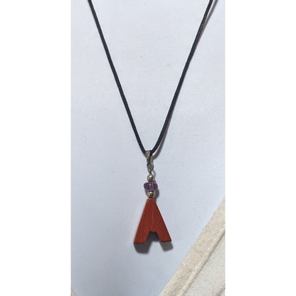 Red Jasper Minimalist Letter A Initial Necklace