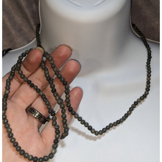 Gray Stone Beaded Necklace Long Minimalist Natural Gemstone Boho Layering