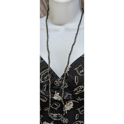 Gray Stone Beaded Necklace Long Minimalist Natural Gemstone Boho Layering
